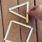 Popsicle sticks arranged in two different shapes: Triangle and Square.